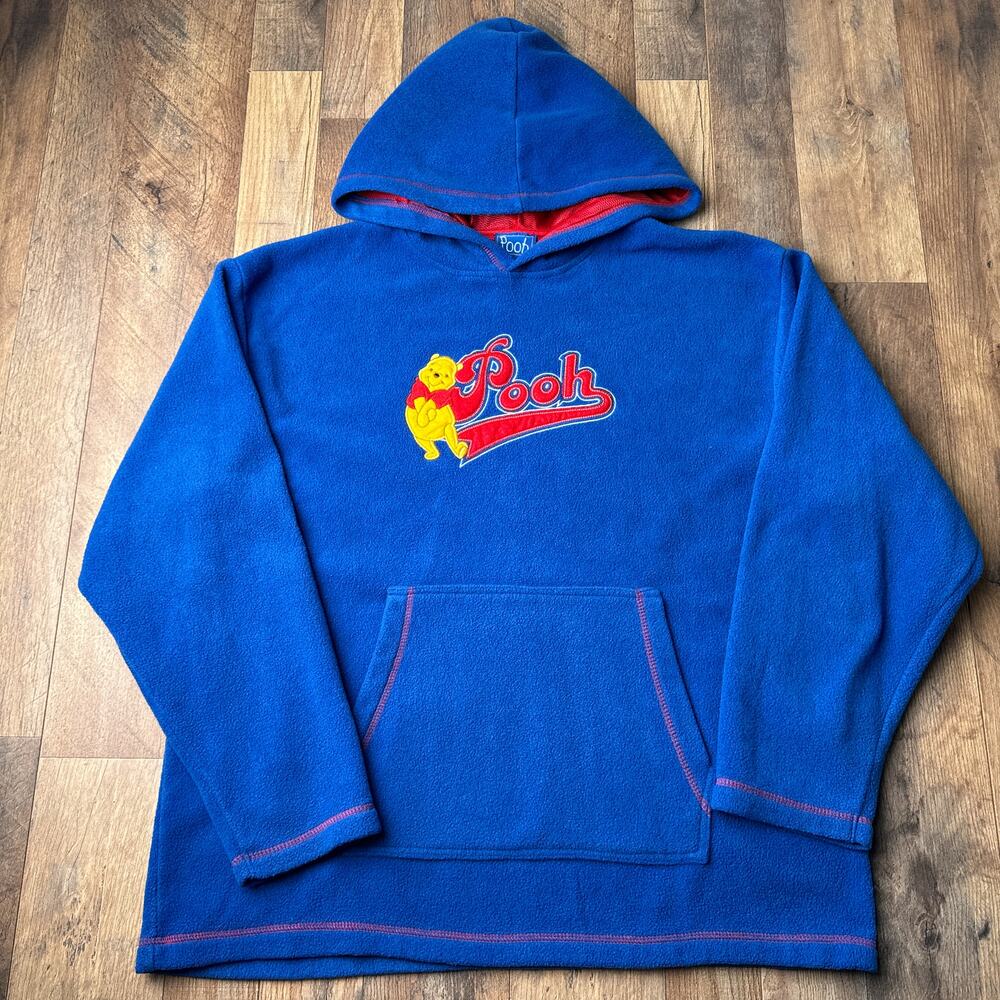 Vintage 90s Disney‎ Hoodie Men's Large Blue Fleece Winnie The Pooh Embroidered